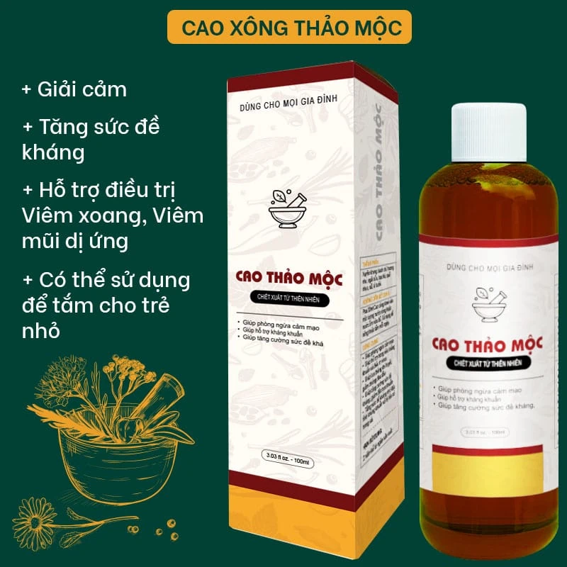 Cao xông thảo mộc Giúp phòng ngừa cảm mạo, giúp lưu thông khí huyết